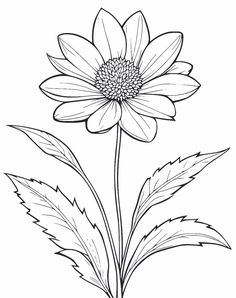 a black and white drawing of a flower