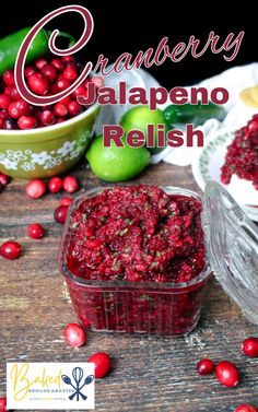 cranberry gulapeno relish in a glass dish