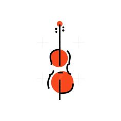 an orange and black violin on a white background