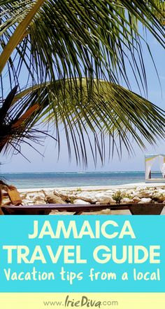 a beach with palm trees and the words jamaica travel guide vacation tips from a local