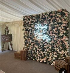 a large floral wall in the middle of a room