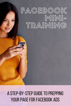 a woman looking at her phone while texting facebook mini training