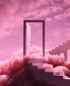 an open door in the sky with clouds surrounding it