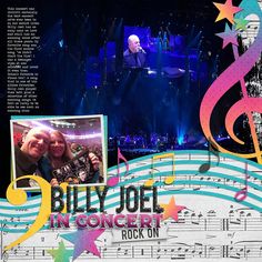 a collage with music notes and photos of people on stage in the back ground