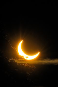 the moon is in the dark sky with clouds