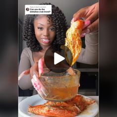 a woman is eating food from a bowl