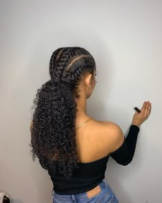 4 Cornrows, Weave Cornrows, Cornrows With Weave, Cabello Afro Natural, Weave Hairstyles Braided, Feed In Braids Hairstyles, Braided Ponytail Hairstyles, Feed In Braid, A Pony