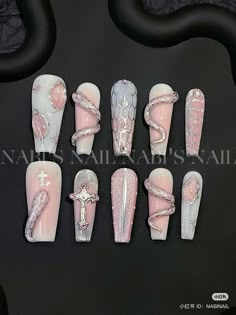 Pink Snake Nails, Snake Nails Designs, Mail Inspo, Japanese Nail Design, Japanese Nail, Pink Snake, Japanese Nails, Y2k Pink