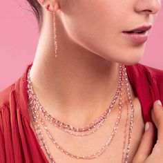 Classic Gigi Mauve sautoir, Yellow Gold, 23.6" – Gigi Clozeau - Jewelry Fuchsia Necklace, Violet Necklace, Rosa Coral, Lotus Earrings, Pink Jewels, Classic Necklace, Yellow Gold Chain, Rose Gold Necklace, Rose Gold Earrings