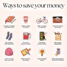 a poster with the words ways to save your money