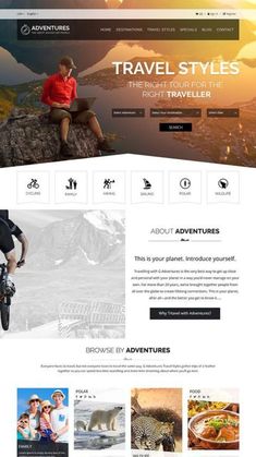 an image of a website page with the words travel styles on it and two people riding bikes