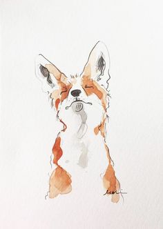 a watercolor drawing of a small dog