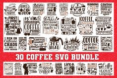 30 coffee quotes svg bundle