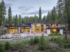 A contemporary mansion in a Truckee, California, golf course community has sold for $23.6 million, setting a record for the Lake Tahoe-area town. Mountain Dream Homes, Truckee California, Martis Camp, House Mediterranean, Nevada Mountains, Sierra Nevada Mountains, Contemporary Style Homes, Mountain Modern, Modern Mountain