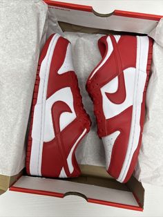 Brand: Nike Size: Mens 10.5 Condition: Brand new! Comes with original box ◡̈ Thank you for shopping with us! All reasonable offers are welcome ◡̈ Introducing the Nike Dunk Low 2020 University Red in size 10.5. This stylish sneaker is perfect for athletic use and is available now. The shoe shaft style is low top with a vibrant red color and features a style code of CU1727-100. This shoe is part of the Nike Dunk product line and is a great addition to any sneaker collection. The shoe is designed f University Red Dunks, Red Nikes, Nike Dunk Low Red, 2025 Wishlist, Fancy Sneakers, Red Nike Shoes, Dunks Nike, Red Nike, Nike Dunk Low