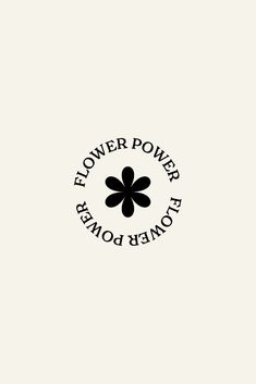 the flower power logo is black and white