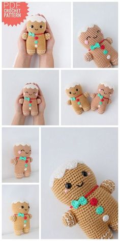 there are many different pictures of teddy bears made out of crocheted yarns