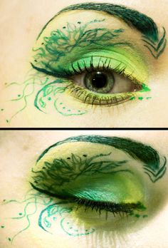 Ivy Makeup, Extreme Make-up, Poison Ivy Makeup, Mother Nature Costume, Fairy Make-up, Ivy Cosplay, Ivy Costume, Poison Ivy Cosplay, Green Colored Contacts