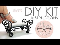 a miniature bench made out of metal with glasses on it and the words diy kit instructions