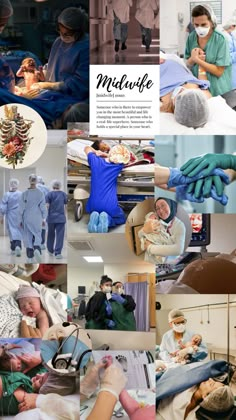 collage of multiple pictures with people in hospital gowns and medical equipment around them