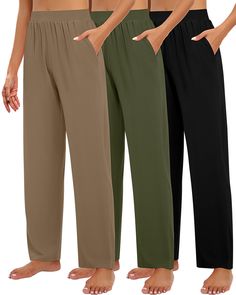 PRICES MAY VARY. Soft & Stretchy Material: women's wide leg yoga pants are made of 60% polyester, 35% rayon, 5% spandex; They're soft and don't feel heavy! Thick enough to be warm, but not sweaty; If you want be comfortable, and these pants fit the bill Elastic & Wide Leg: you will love the wide leg look, lightweight and flowy with a subtle sheen that makes you look elegant; They have stretchy waist to cinch you, that come to be attractive both front and back Suitable Size: the stretchy fabric g Comfortable Travel Clothes, Fall Pants Outfit, Yoga Sweatpants, Comfy Lounge Pants, Loose Sweatpants, Archangel Prayers, Sweatpants For Women, Wide Leg Yoga Pants, Leg Yoga