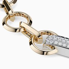 Embrace the challenge with Ecksand's Thick Chain Diamond Pavé Necklace that encapsulates the art of fencing. High-end recycled gold is modelled after the edges of an épée and accented by a knife-edged clasp in white gold. Completely adjustable, this distinctive jewel can be worn in seven different ways. Chain length: 18 in.Accent diamonds: 0.45+ ctw, VS2+/F+Setting: Grain setting The chain on this necklace is thicker than the Iconic Duel Oversized Diamond Chain Necklace. Luxury Yellow Gold Jewelry With Hidden Clasp, Luxury Gold Jewelry With Pave Setting, Luxury Diamond Cut Chain Ring For Engagement, Luxury Engagement Chain Ring With Diamond Accents, Luxury Elegant Chain Necklace With Polished Finish, Luxury Timeless Jewelry With Screw Back, Luxury Brilliant Cut Jewelry Gift, Luxury Elegant Tarnish-resistant Chain Necklace, Luxury Fine Jewelry Chain Necklace With Adjustable Chain