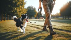 a person walking with a dog on a leash