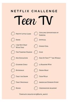 a pink poster with the words teen tv written in black and white on it's side