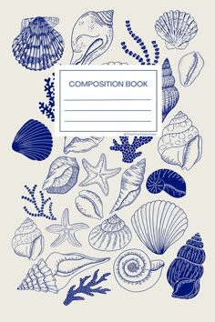 trendy cover page with sea shell illustrations Notes Cover Page, Sea Illustrations, Composition Book Cover, Pastel Preppy, Aesthetic Illustrations, Book Cover Art Diy, Notes Cover, Book Cover Page