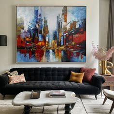 Urban Painting Large Abstract Cityscape Art City Big Abstract Painting Art Collab, Abstract Cityscape, Urban Painting, Linen Canvas, Urban Life, Large Abstract, Abstract Artists, Acrylic Paints, Free Art