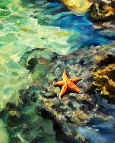 a painting of a starfish in the water