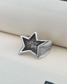 HANDMADE!! Asymmetrical Star Signet Style Ring, Made using lost wax casting. The sharp points of the star are softly blended into the tapered shank sides. Last 2 photos are the steps of making my ring start to finish :) Wax Casting Rings, Lost Wax Casting Rings, Carved Ring, Signet Rings, Jewellery Inspiration, Wax Casting, Ring Ideas, Lost Wax Casting, Lost Wax