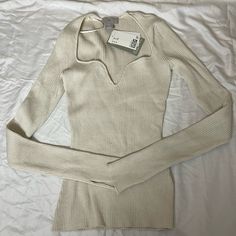 Bought It But Never Worn It. Feel Free To Send Me An Offer! Bundle Up And Save More Chic Winter Tops By H&m, Chic H&m Tops For Winter, H&m Stretch Tops For Winter, Fitted Ribbed Cream Top, H&m Cream Long Sleeve Top, H&m Long Sleeve Cream Top, Fitted H&m Tops For Fall, H&m Fitted Spring Sweater, H&m Fitted Sweater For Spring