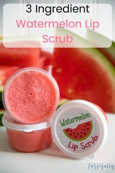 Learn How To Make Lip Scrub With This DIY Lip Scrub Recipe. We Are Sharing An Easy, Step-By-Step Recipe For This Watermelon Lip Scrub. It's Perfect For A Fun Gift Idea Too! #lipscrub #diylipscrub #easylipscrub #lipscrubtutorial #summercrafts #kidscrafts #watermelon #sugarscrubforlips #sugarscrub #koolaidcrafts #craftsforkids #sparecipes Make Lip Scrub, Lip Peeling, Watermelon Lip Scrub, Spa Recipes, Lip Scrub Homemade