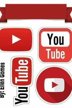 red stickers with the words youtube and an arrow