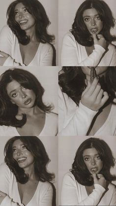 black and white photos of a woman brushing her teeth