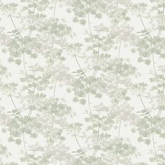 a wallpaper with green and white flowers on it