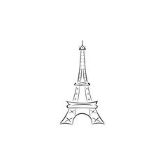 the eiffel tower in paris, france is drawn with black and white ink