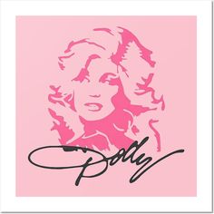 an image of a woman's face on pink paper with the word dolly written in black ink