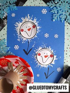 Toilet Roll Stamped Snowman Flowers