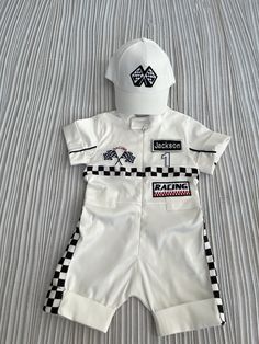 ⭐⭐Personalized Baby Red-Blue-White-Black Racer Shorts Jumpsuit*Racer Kids 1st Birthday Suit*Two Fast Car Costume*Toddler Birthday Outfit Gift ⭐⭐ ⭐⭐The FULLSET option includes ✅Name patch in addition to the three patches on the front of the costume; ✅Name on the back of the costume; ✅Number on the back of the costume; ✅Has ⭐You can combine your costume with 5 different hats. Checkered, white, blue, black and red hat. 📍 If you want to see different patch models, please contact us. 📍 If you want Racer Costume, Toddler Birthday Outfit, Car Costume, Costume Toddler, Shorts Jumpsuit, Race Car Birthday Party, Birthday Inspiration, Baby Red, Black Racer