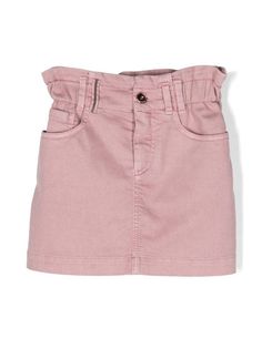 Brunello Cucinelli Kids Dyed Denim Skirt - Farfetch Girls Winter Fashion, Dyed Denim, Clothing Aesthetic, Inspo Outfit, Powder Pink, Pink Cotton, Brunello Cucinelli, Clothes And Shoes, Cotton Spandex