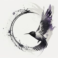 Hummingbird Spirit Animal in Flight Black White Gray and Purple White Hummingbird Tattoo, Black And White Hummingbird Tattoo, Black And White Hummingbird, White Hummingbird, Hummingbird Tattoo, Spirit Animals