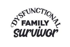 the words, family survivor are in black and white on a white background with an oval shape