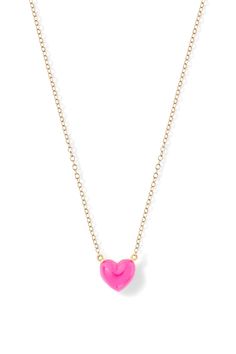 We could all use a little more love. Features your choice of enamel color. Yellow Gold Heart Necklace, Preppy Necklaces, Alison Lou, Emerald Blue, Body Figure, Pink Sparkly, Pink Accessories, Gold Heart Necklace, More Love