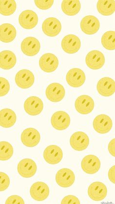 a white and yellow background with lots of smiley faces on the side of each button