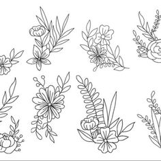 the different types of flowers and leaves are shown in this drawing lesson, which shows how to