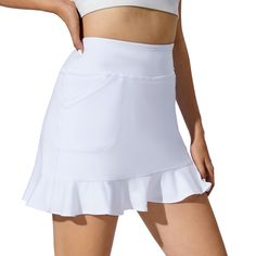 PRICES MAY VARY. Flowy Tennis Skort- Ruffle hem design looks trendy, delicate and cute, lightweigh fabric will keep you cool and comfortable during intense workouts and casual wear Tummy Control- High waisted golf skort keeps you enjoy the added tummy control and slimming effect,and you will feel confident and soft Function Pockets-This womens skort with 4 pockets provide convenient storage option during your workout High Quality Fabric-This skorts features 4-way stretch, quick-dry and sweat-wic Summer Skort, Clothes Athletic, Golf Skorts, Skirt With Shorts, Flowy Design, Tennis Skort, Golf Skort, Golf Skirts, Golf Outfits Women