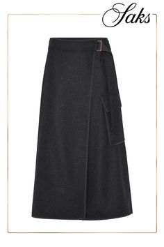 Virgin wool flannel midi wrap skirt. Attached ring belt Side with button closure Cargo pocket with flap Request dry cleaning at specialist cleaner's only, do not bleach. Do not tumble dry, iron at low temperature 100% virgin wool Made in Italy Midi Wrap Skirt, Ring Belt, Wool Flannel, Cargo Pocket, Brunello Cucinelli, Wrap Skirt, Tumble Dryer, Bleach, In Italy