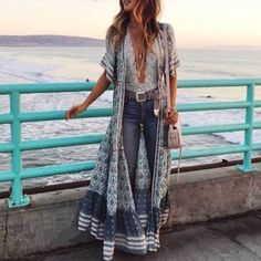 Boho Inspired Floral Print Summer Dress-Boho Dress, Summer Dress, Long Dress, Maxi Dress, Below Knee Dress-Boho Beach Hut Stile Hippie Chic, Stile Boho Chic, Look Boho Chic, Floral Print Dress Summer, Mode Kimono, Short Sleeve Maxi Dress, Mode Hippie, Boho Fashion Summer, Estilo Hippie